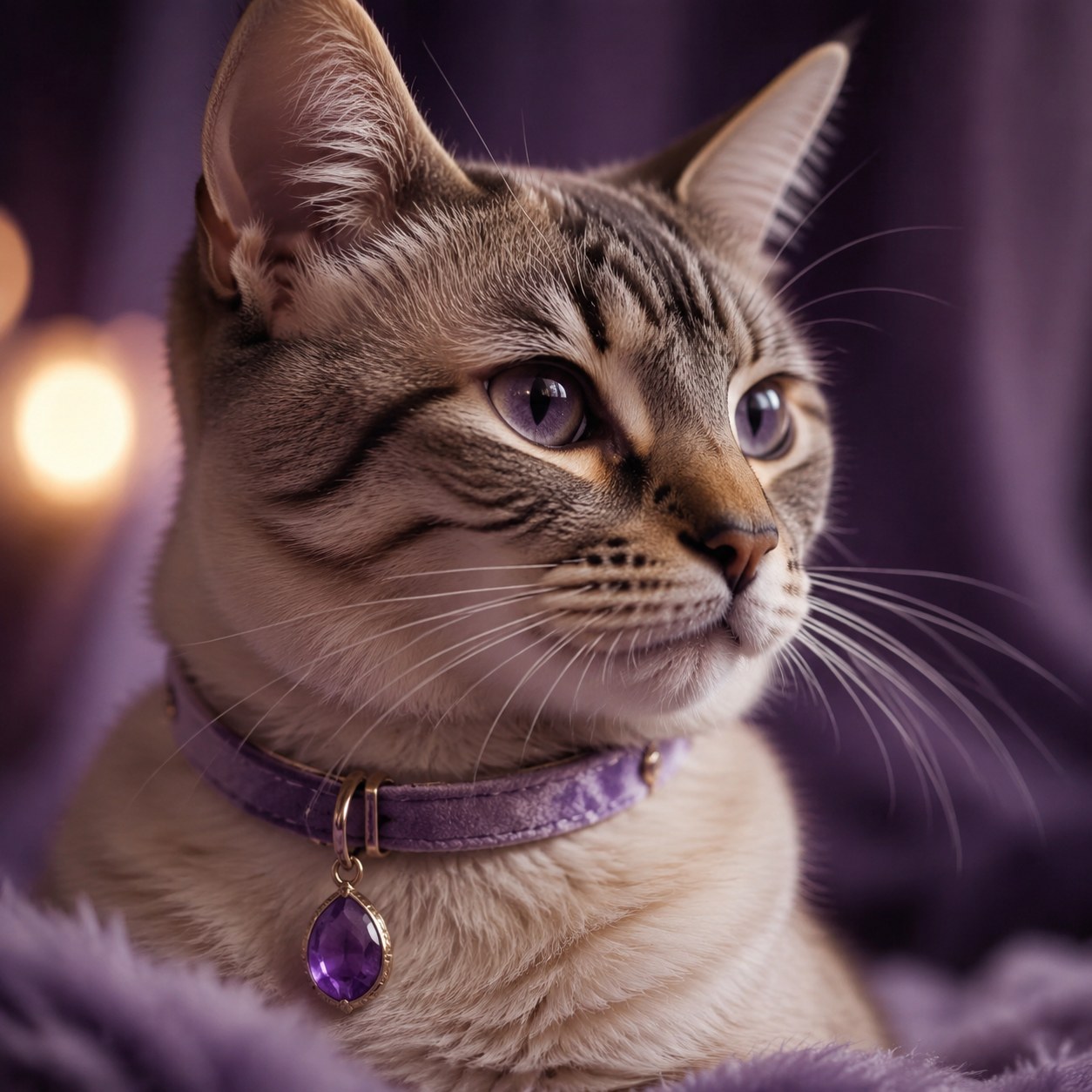 Pet collar charm worn by a companion