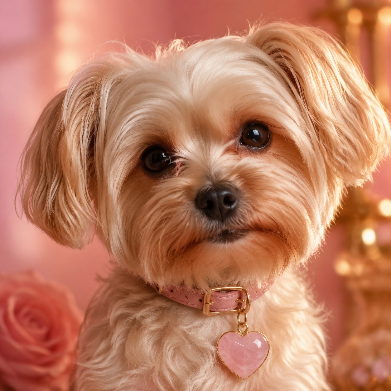 Pet collar charm worn by a companion